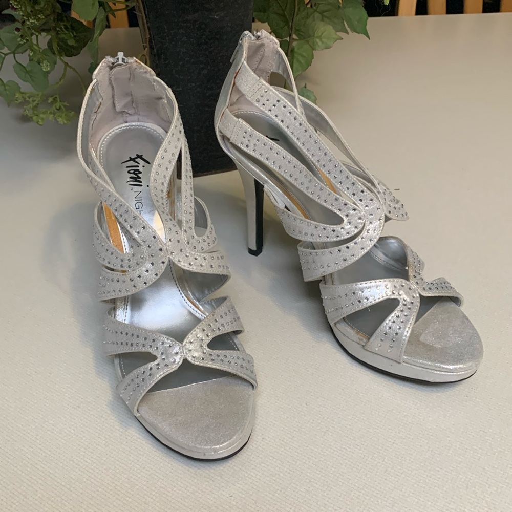 Fione Night Silver Rhinestone Heels